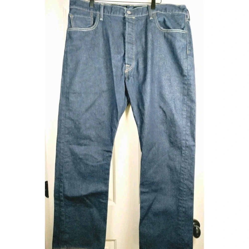 Levi's 501 Jeans Men 42x32 (Measures 40x31) Dark Wash Button Fly Straight Leg